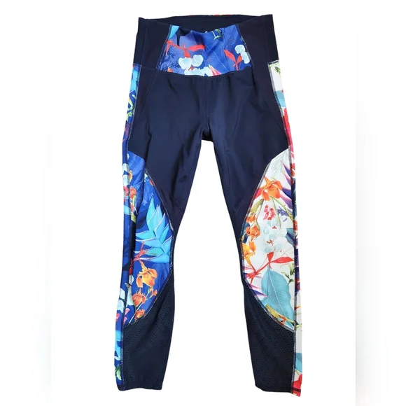 Athleta Navy High Rise Tropical Precision 7/8 Tight Size S - Picture 1 of 3